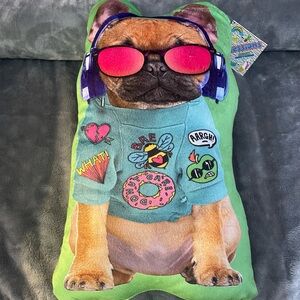 NWT - Super Cute Punk Dog Plush Pillow